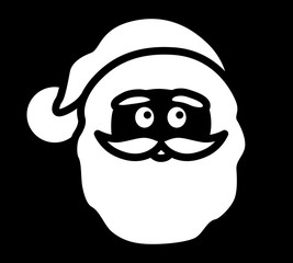 Weihnachtsmann, Gesicht, Symbol Weihnachten, weiß auf Schwarz, Vektor