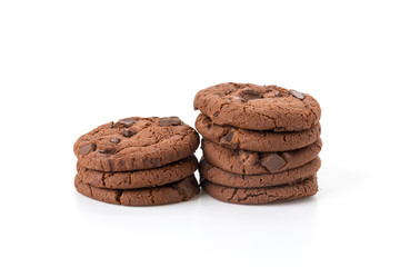 soft dark chocolate brownie cookies on white