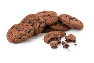 soft dark chocolate brownie cookies on white