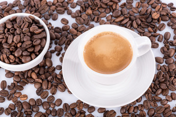 Expresso and coffee beans