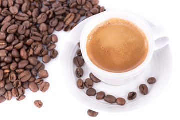 Expresso and coffee beans