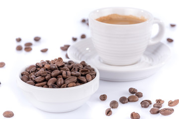 Expresso and coffee beans