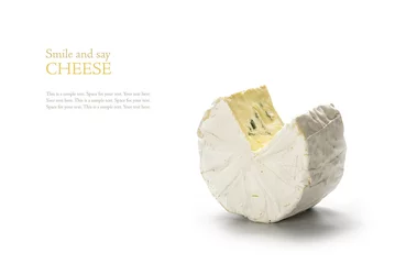 Outdoor-Kissen soft blue cheese isolated on a white background, sample text Smi © Maren Winter