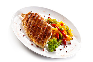 Grilled chicken fillet and vegetables 