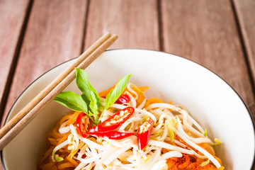 Thai style noodles, Pad-Thai, Thai cuisine.
