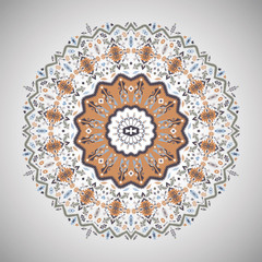 Ornamental round geometric pattern in aztec style