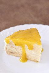 Crepe cake with lemon syrup