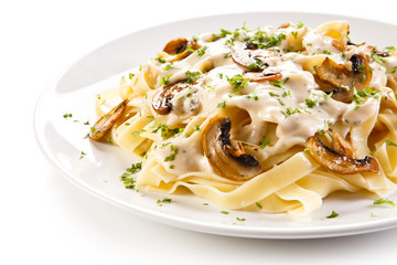 Pasta with champignons and sauce