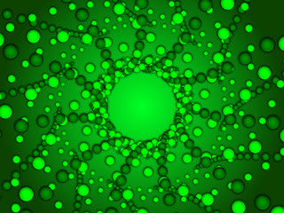 green abstract background, green form, particle bubble