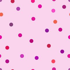 Small circles in  pink and purple colors. Cute polka dot. Vector seamless pattern. 