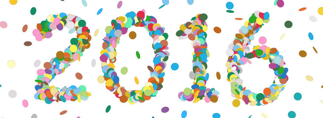 Abstract Confetti Year Date - 2016 - Colorful Panorama Vector - Konfetti, Jahreszahl, Neujahr, Party