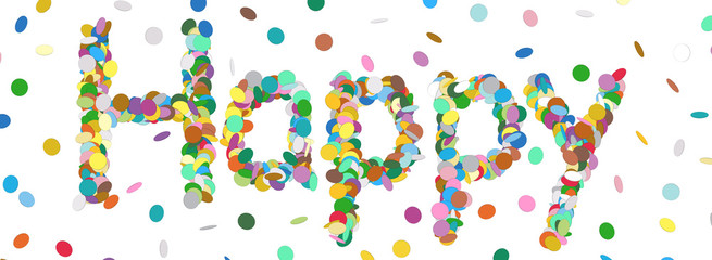 Abstract Confetti Word - Happy Letter - Colorful Panorama Vector - Konfetti, Buchstaben, Wort