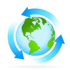 Naklejka premium Icon Planet Earth with Arrow