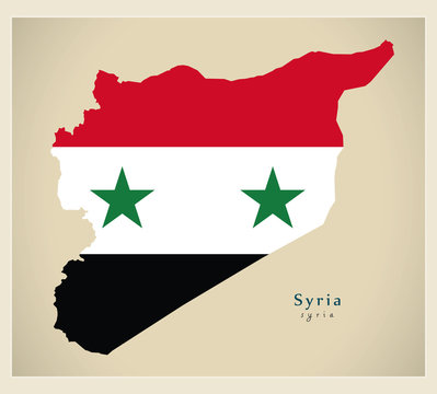 Modern Map - Syria flag colored SY