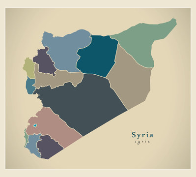Modern Map - Syria with governorates colored SY