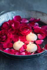 red roses and candles