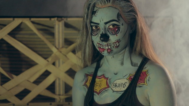 Terrible hag in the smoke on Halloween