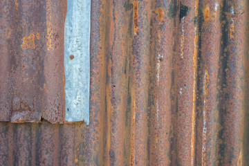 Wall and roof of galvanized  rusty old