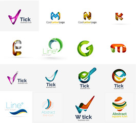 Set of universal company logo ideas, business icon collection