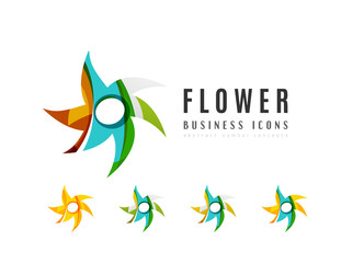 Set of abstract flower logo business icons
