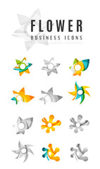 Set of abstract flower logo business icons