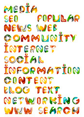 Fototapeta premium Social media in the internet - words, tags