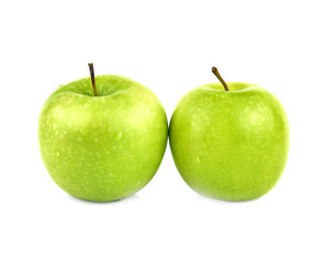 Fresh apples green  isolated white background