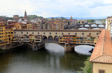 FLORENCE Ponte Vecchio and Vasari Corridor from Uffizi Museum