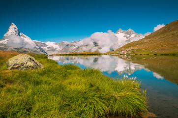 Naklejka premium Lake in Alps near to Mattechorn