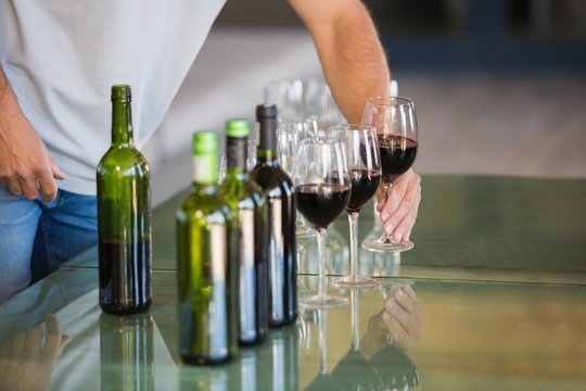 A wine tasting on a table