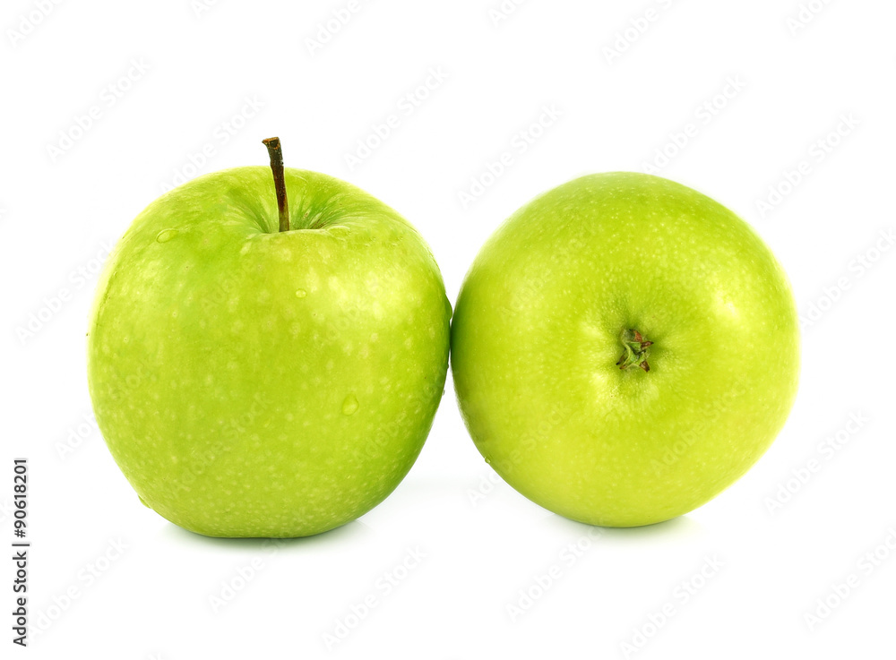 Wall mural fresh apples green isolated white background