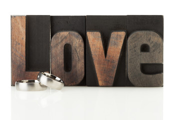 Wedding rings and the word love