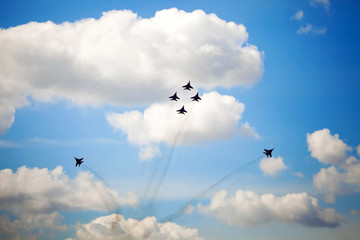 Aerobatic team performs flight maneuver