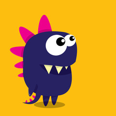 Vector cartoon funny dragon. Cartoon Dinosaur.