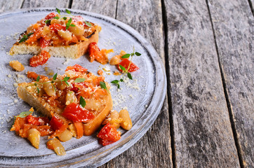 Bruschetta with vegetables and beans