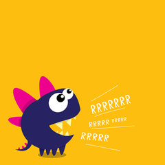 Vector cartoon funny dragon. Cartoon Dinosaur.