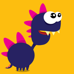 Vector cartoon funny dragon. Cartoon Dinosaur.