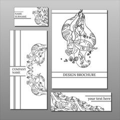 abstract black and white graphic floral design brochure collecti