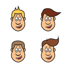 Set of cartoon faces of a man, vector