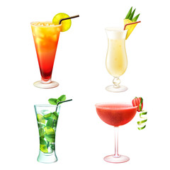 Cocktail realistic set