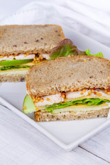 Turkey, cheddar, and green apple sandwich