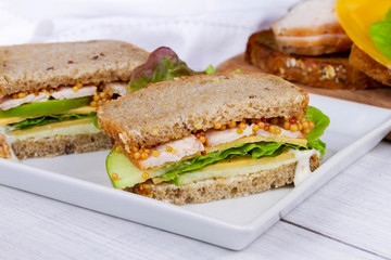 Turkey, cheddar, and green apple sandwich