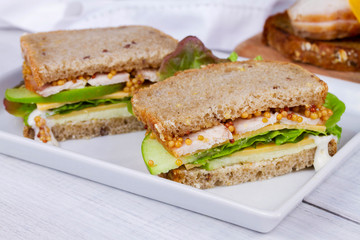 Turkey, cheddar, and green apple sandwich