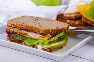 Turkey, cheddar, and green apple sandwich