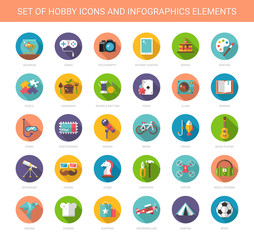 Fototapeta Set of modern flat design hobby icons and infographics elements obraz