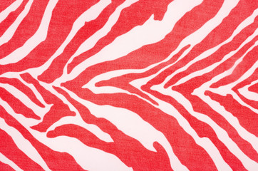 Red and white zebra pattern. Striped animal print as background.