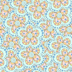 Fototapeta na wymiar Cute seamless pattern with abstract flowers.