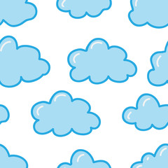 Seamless pattern with cute clouds. Vector illustration.
