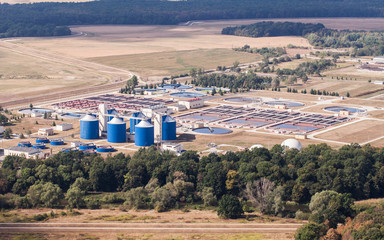 aerial view of sewage treatment plant in wroclaw city