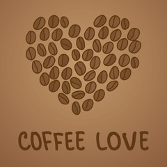 Illustration of heart made from coffee beans